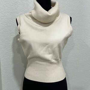 Zara Elegant Cream Sleeveless Turtleneck Sweater